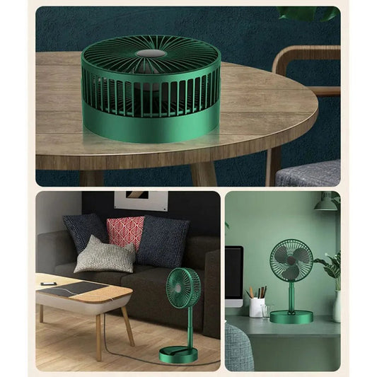Foldable Portable Cooling Fan with Phone Stand - 3 Speed Settings and USB-C Charging A8 (Black)