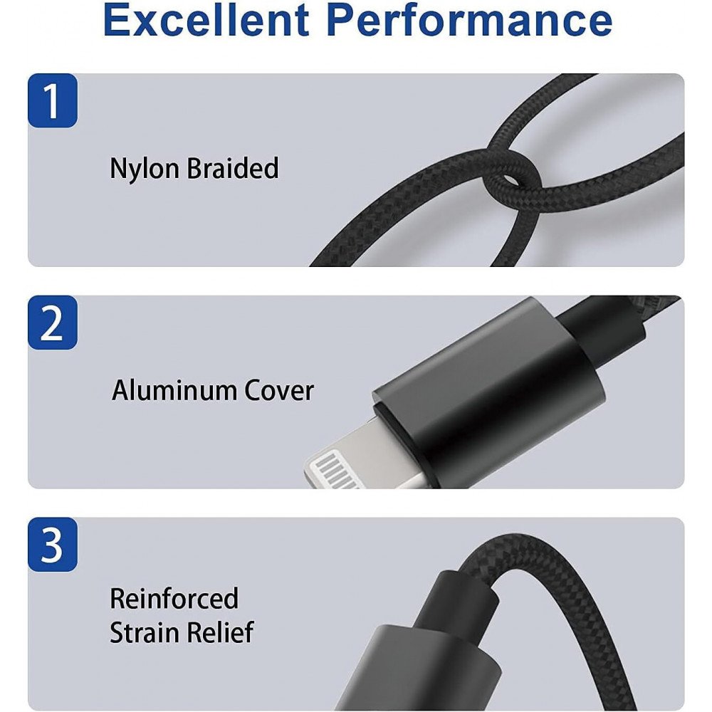 Lightning to 3.5mm Headphone Jack Aux Cord Braided Nylon Auxiliary Cable High-Fidelity Audio Transmission for iPhone 14 13 12 11 XS XR X 8 7 6 (Black)