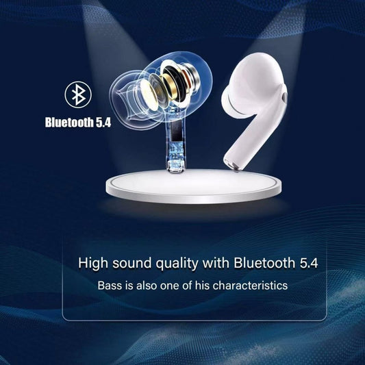 LED Display Wireless Bluetooth Earbuds In-Ear Noise Cancelling Stereo Headphones Ai-PPro for Universal Cell Phone And Bluetooth Device (White)