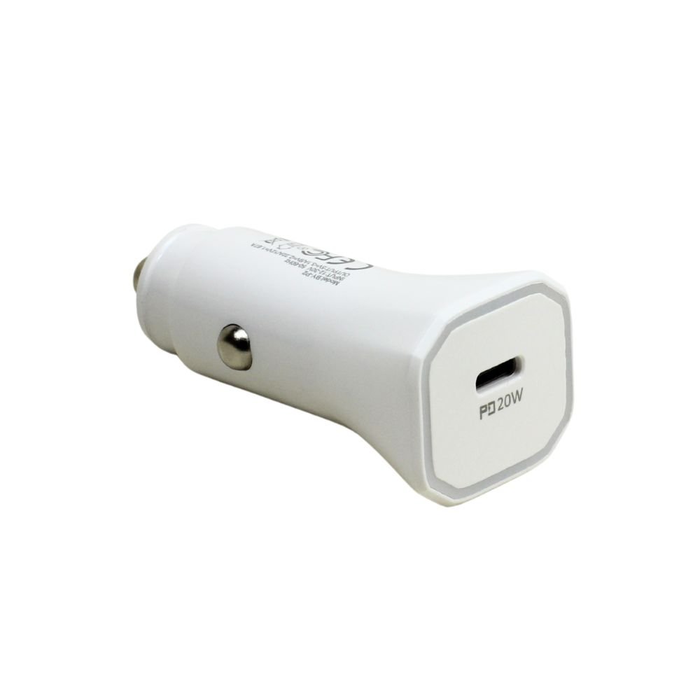 2in1 Car 20W PD Fast Power Delivery Charger with 3FT USB-C to IP Lighting Cable for iPhone, iDevice (Car - White)