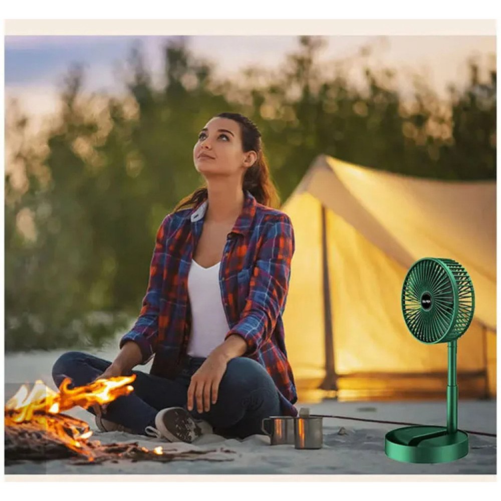 Foldable Portable Cooling Fan with Phone Stand - 3 Speed Settings and USB-C Charging A8 (Black)