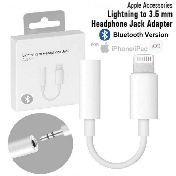 Bluetooth WIRED 8PIN Lighting to Earphone Headphone Jack Adapter Dongle for Apple iPhone (White)