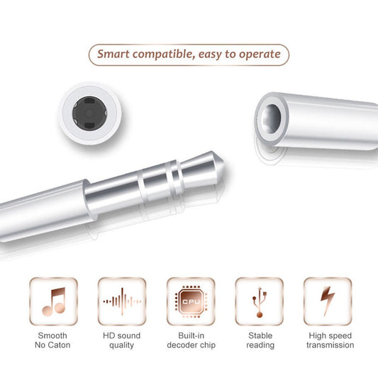 Bluetooth WIRED 8PIN Lighting to Earphone Headphone Jack Adapter Dongle for Apple iPhone (White)