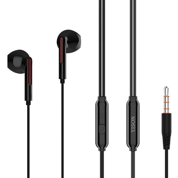 Cool Fashion High Sound Stereo Sound Earphones with Microphone 3.5mm Aux Auxiliary Cable (Black